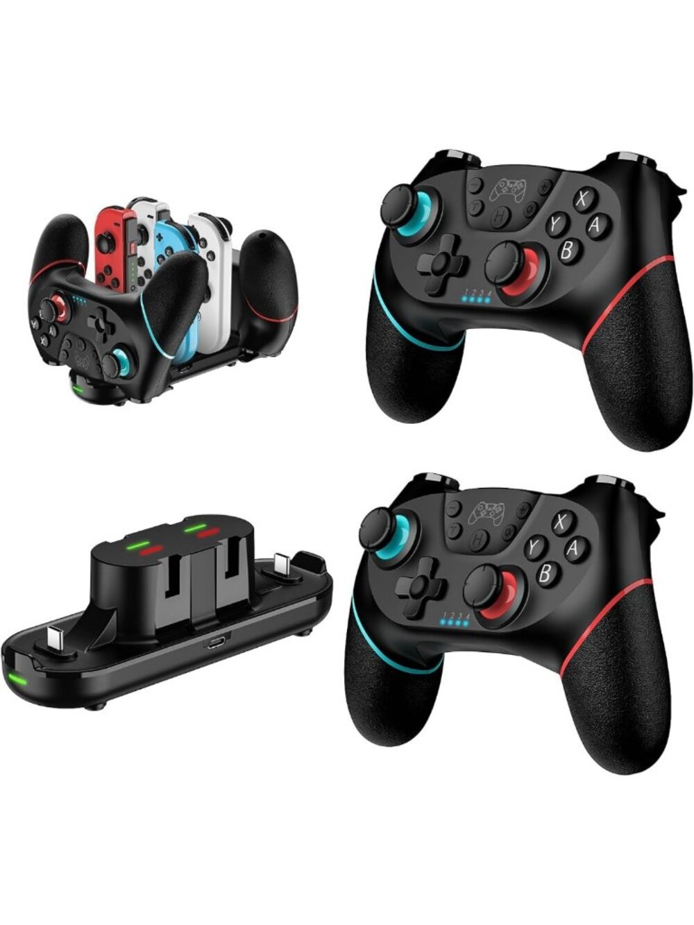 2 Pack Switch Controllers with Charging Dock for Nintendo Switch, Lite & OLED